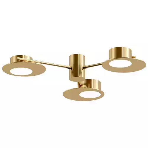 chartres-ch brass ceiling light with three circular lights