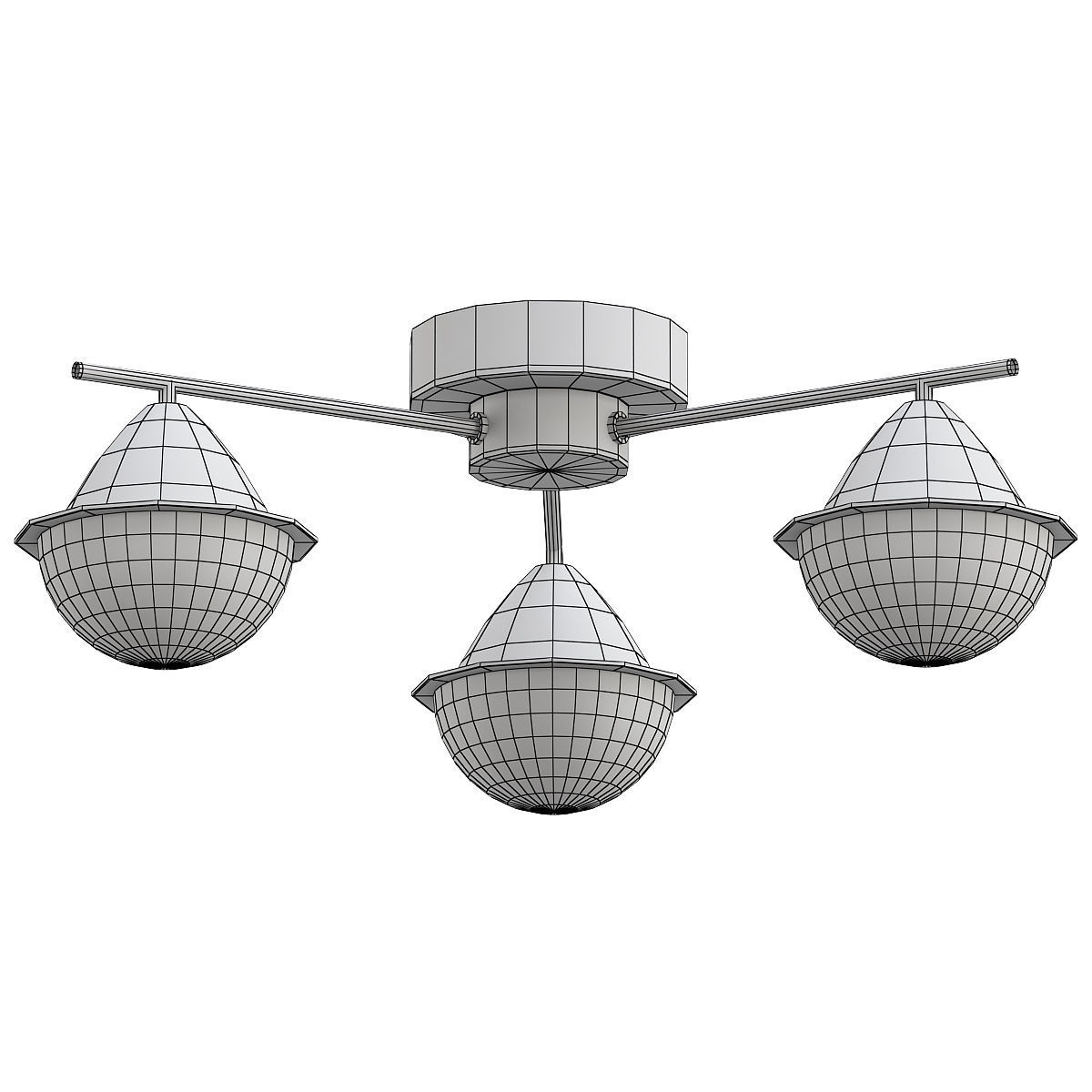 CHARTRES-CH three light brass ceiling fixture with glass globes 3D model_1