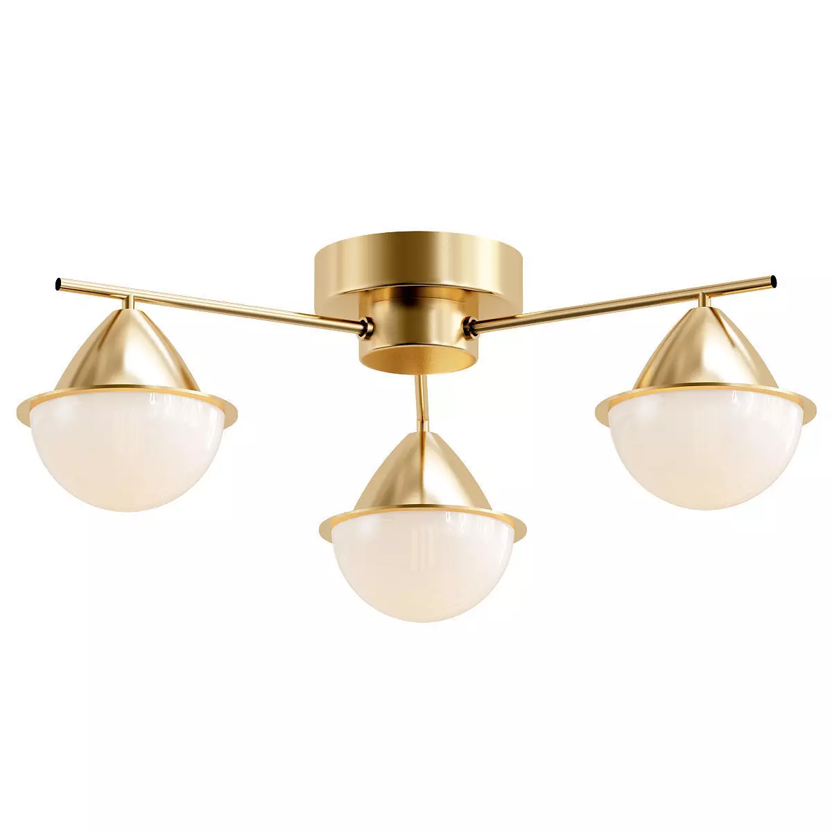 CHARTRES-CH three light brass ceiling fixture with glass globes 3D model_0