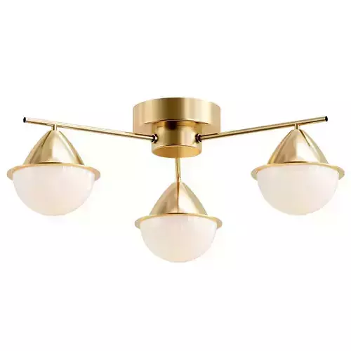 CHARTRES-CH three light brass ceiling fixture with glass globes