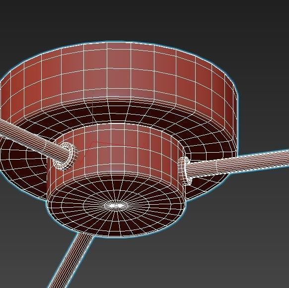 CHARTRES-CH three light brass ceiling fixture with glass globes 3D model_4