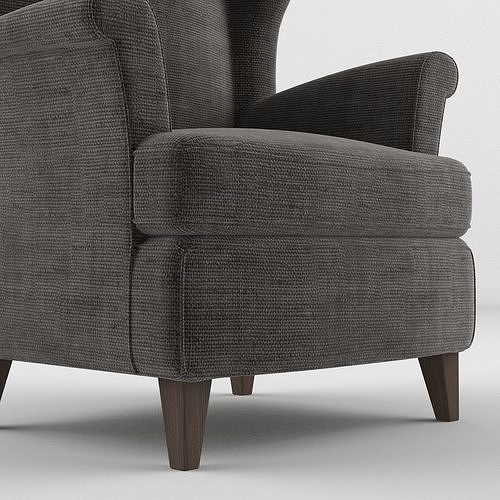 Armchair 2 wingback chair 3D model 5