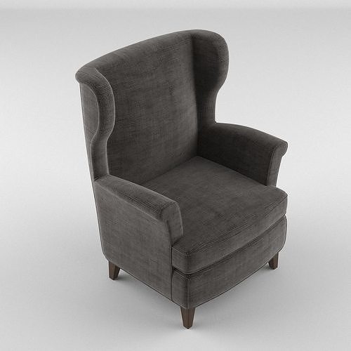 Armchair 2 wingback chair 3D model 4