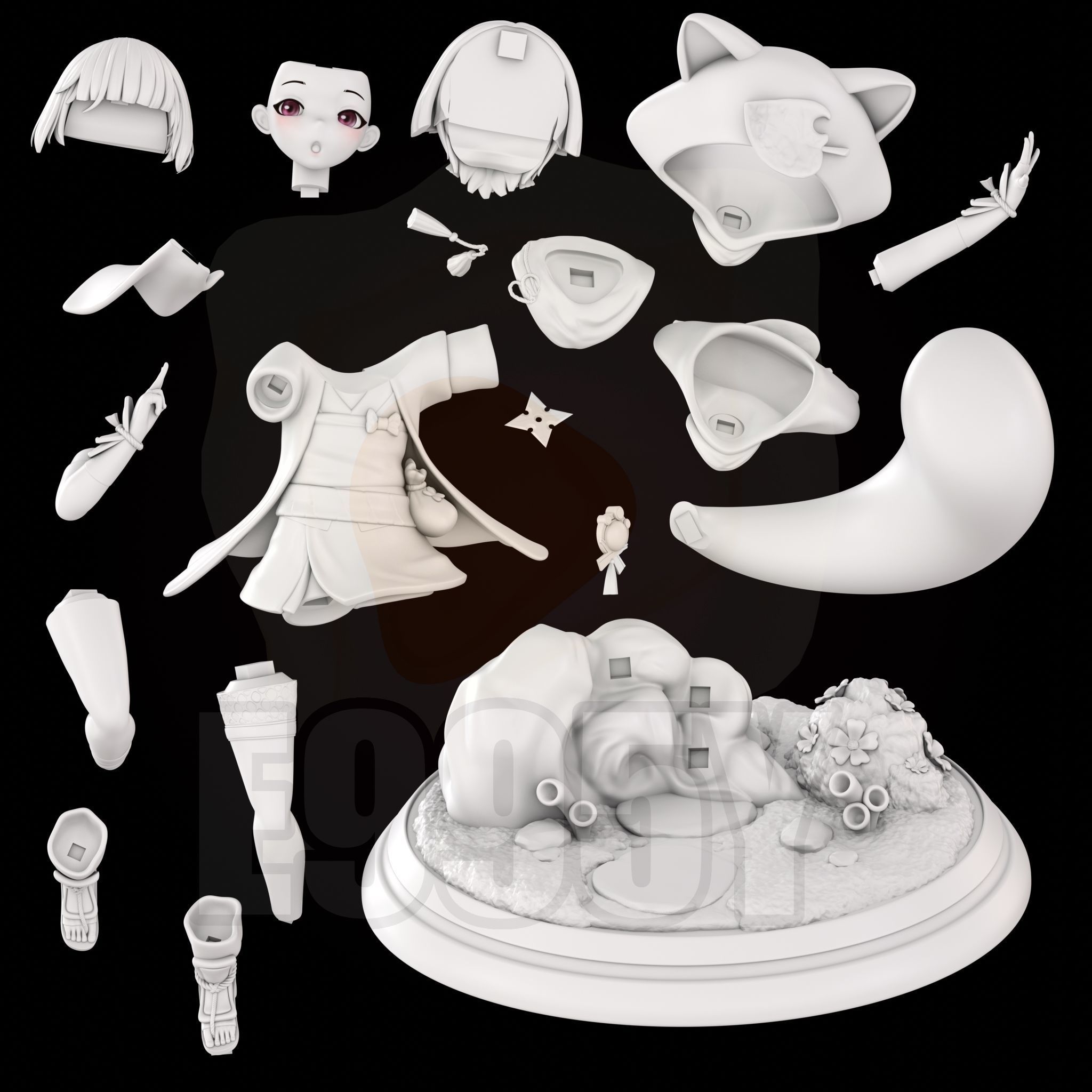 Genshin Impact - Sayu STL file for 3D printing 3D print model_6