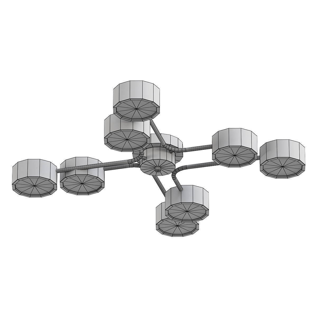 dahlia brass ceiling light with six lights 3D model_1