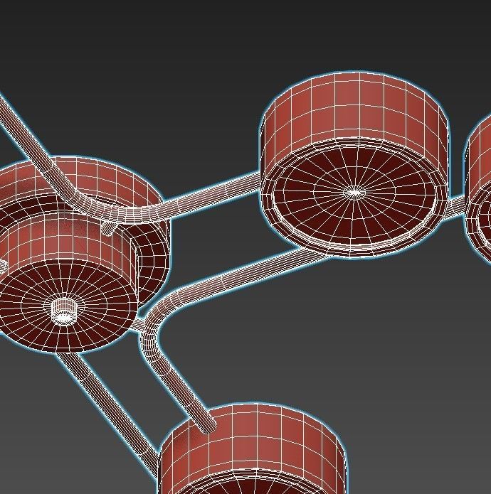 dahlia brass ceiling light with six lights 3D model_4