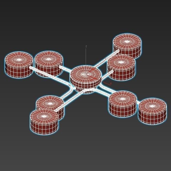 dahlia brass ceiling light with six lights 3D model_3