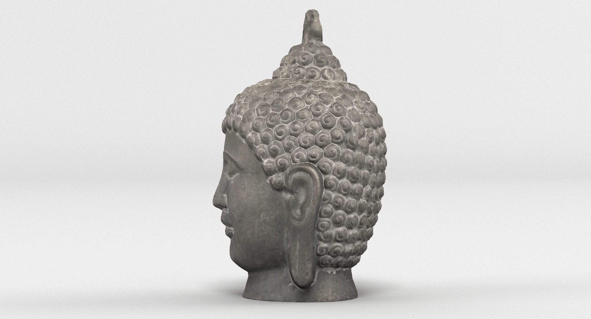 Buddha Head Statue 2 3D model_2