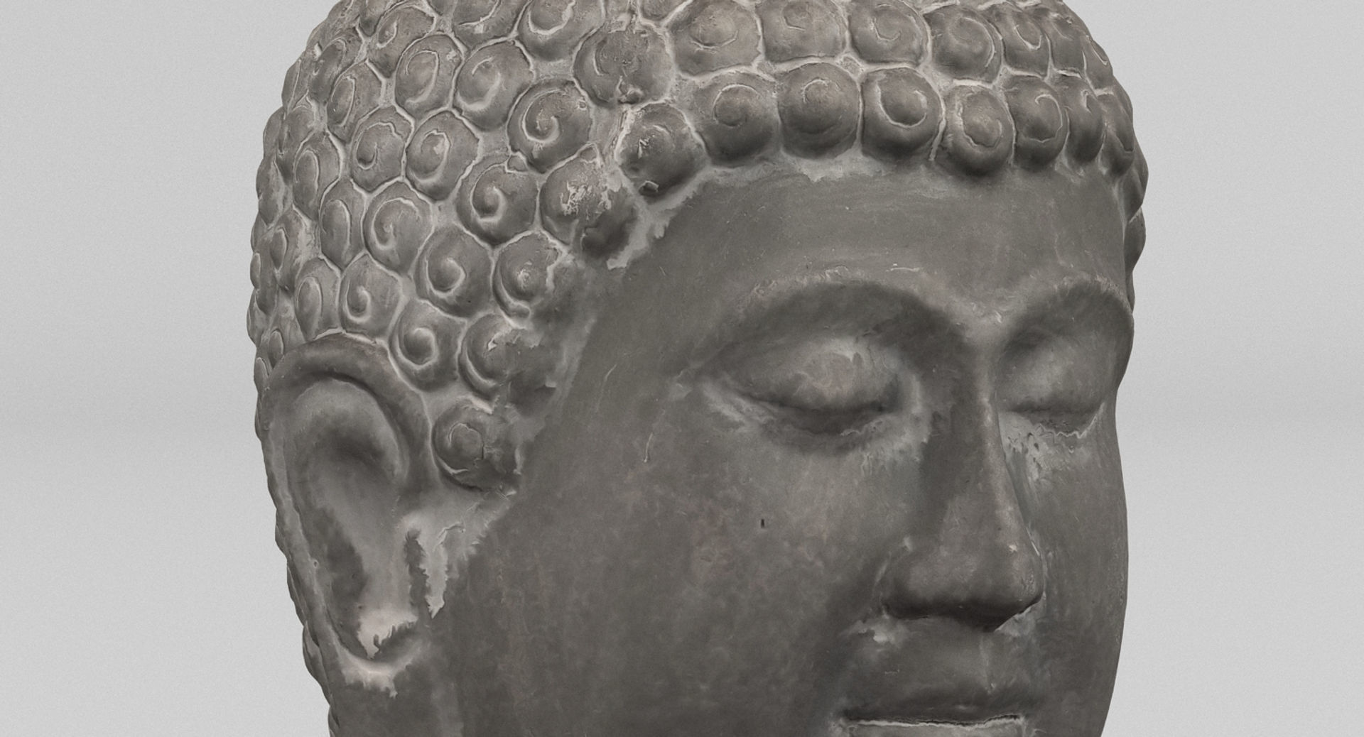 Buddha Head Statue 2 3D model_5
