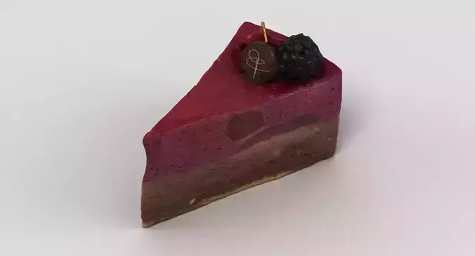 Cake 4 piece of with blackberries on top