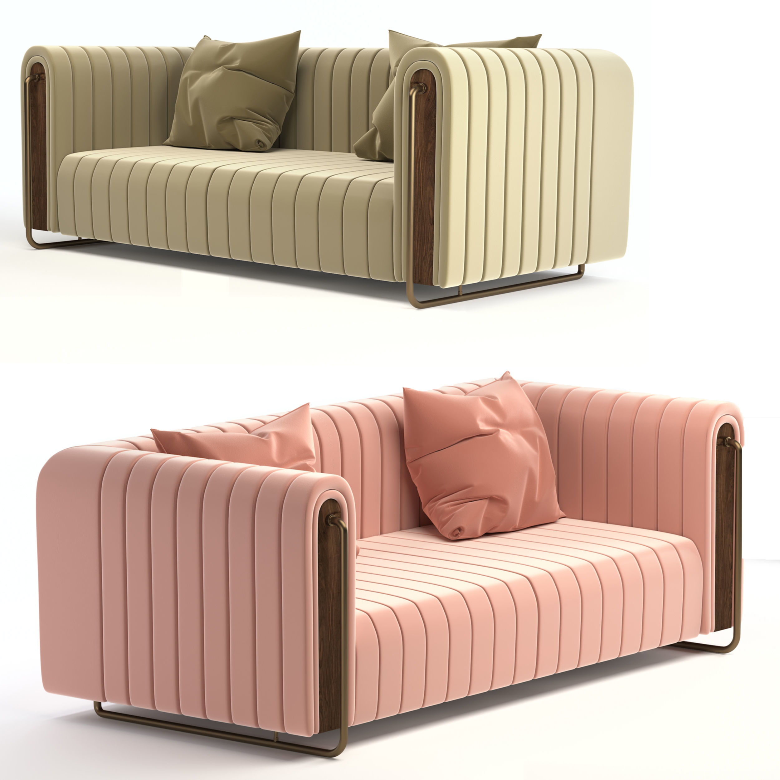 Furniture leather chair with gold accents 3D Model Collection_32