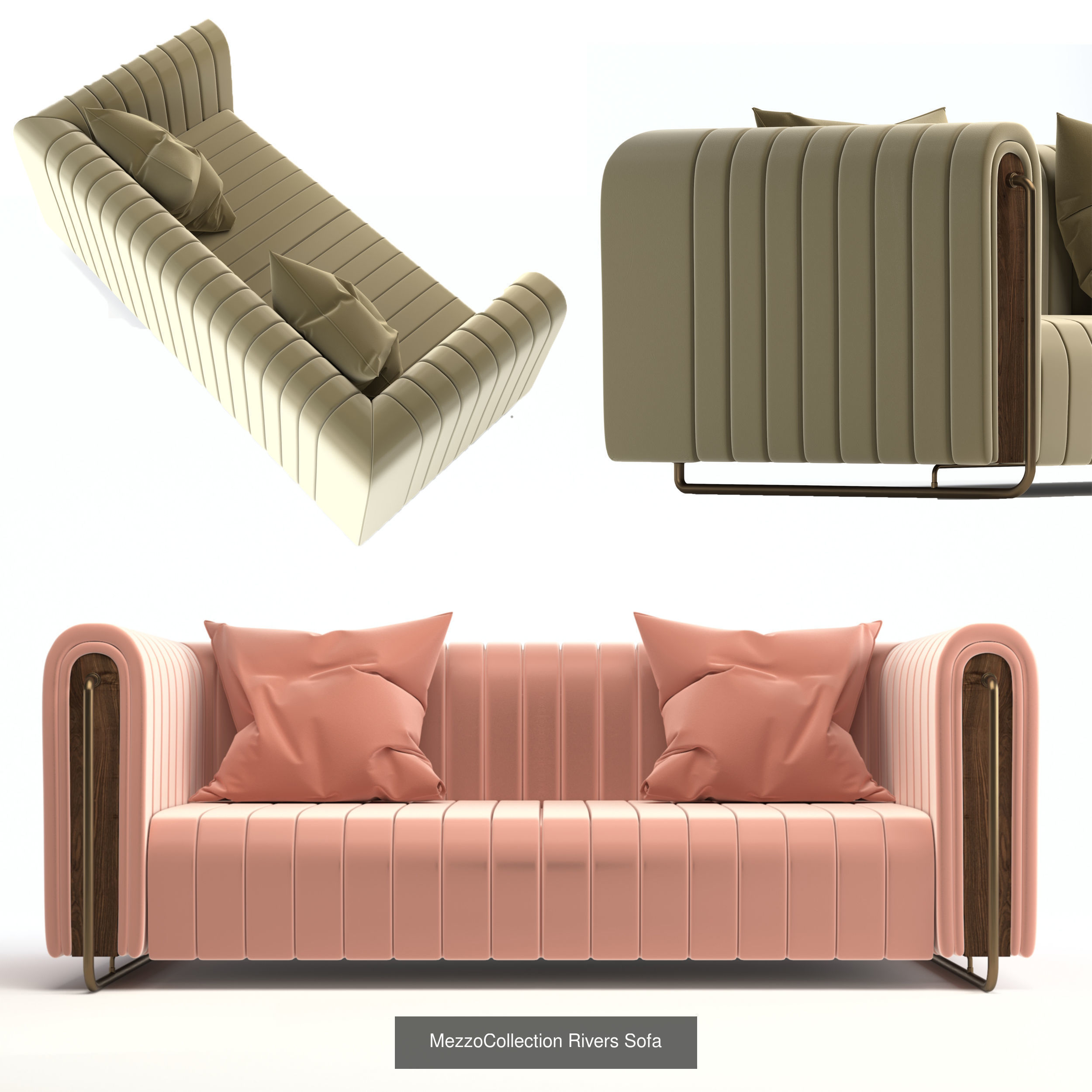 Furniture leather chair with gold accents 3D Model Collection_31