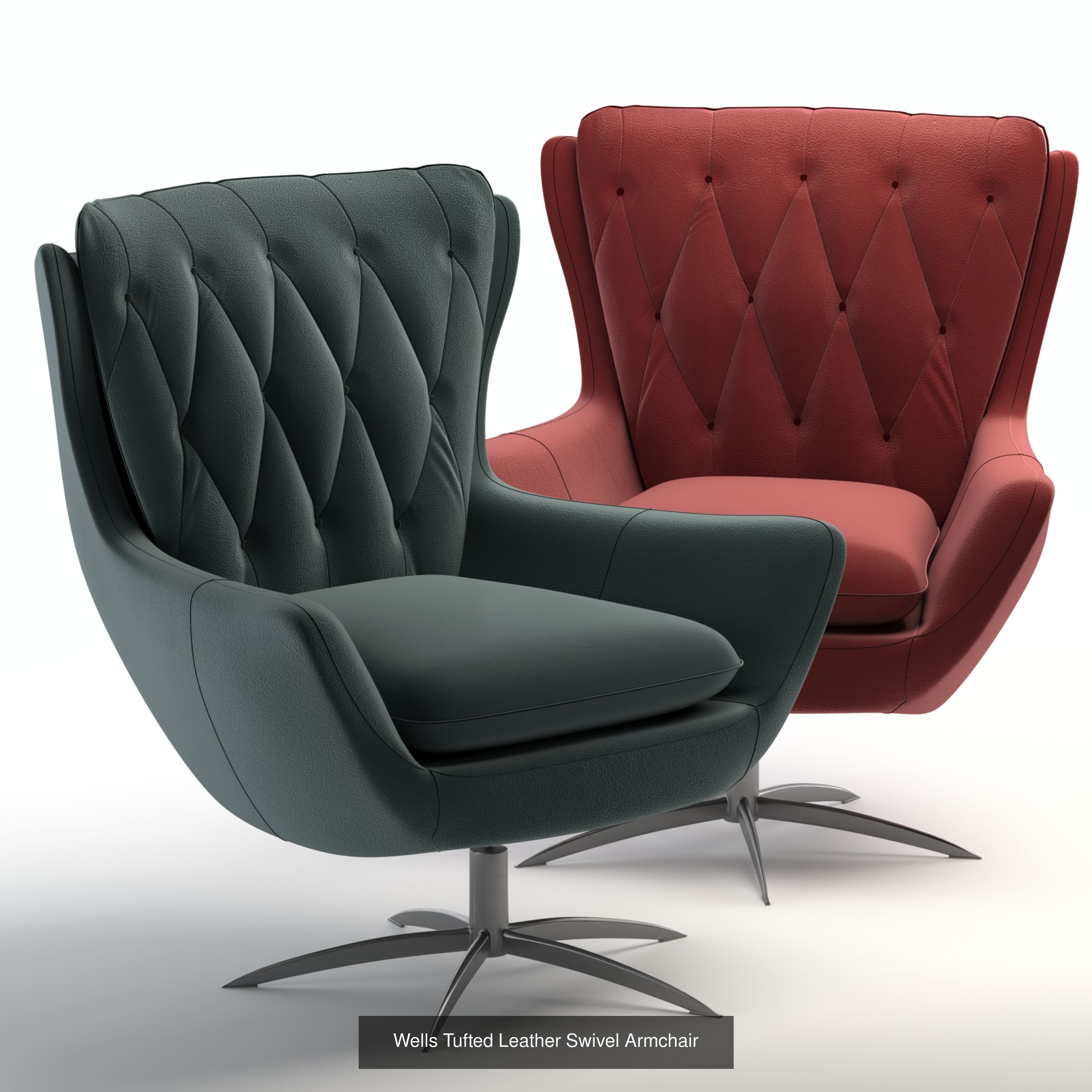 Furniture leather chair with gold accents 3D Model Collection_4