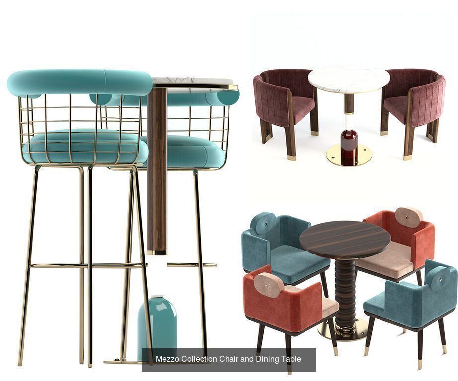 Furniture leather chair with gold accents 3D Model Collection_12