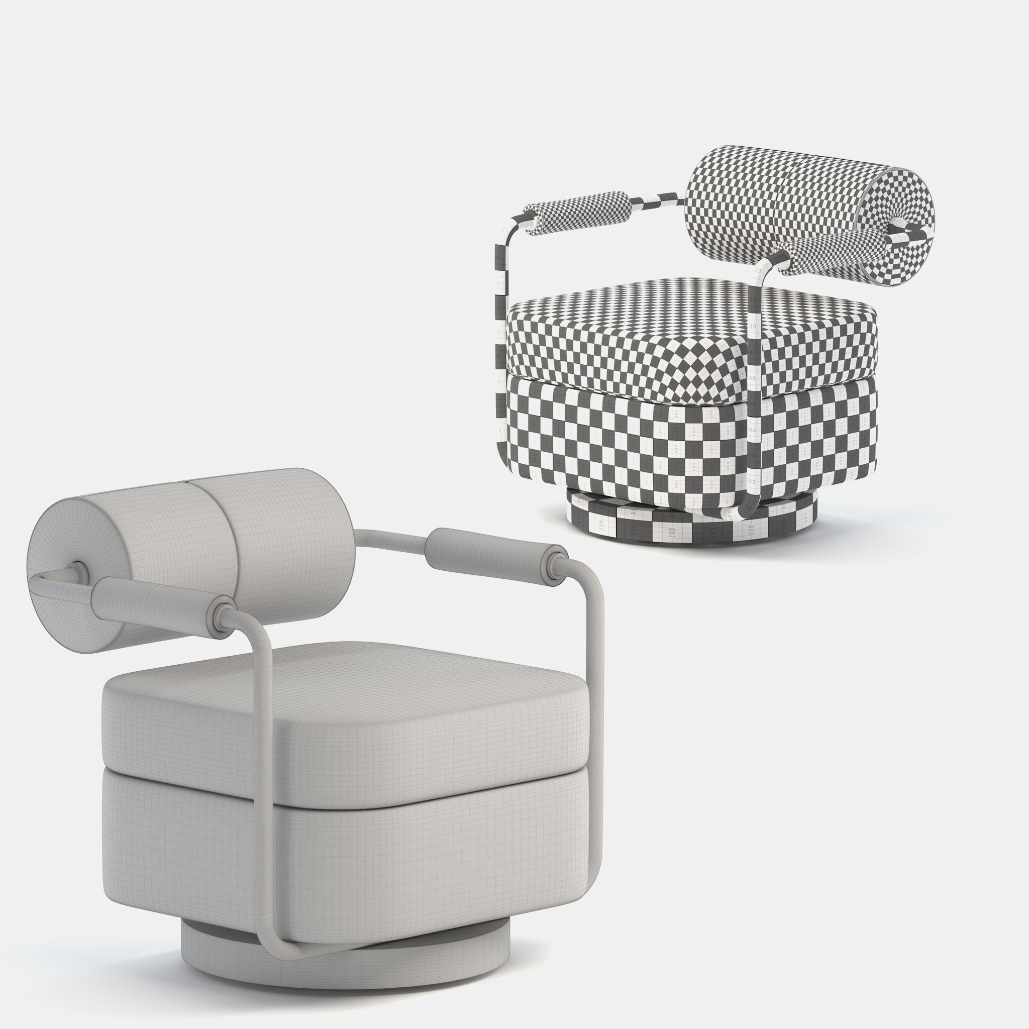 Furniture leather chair with gold accents 3D Model Collection_25