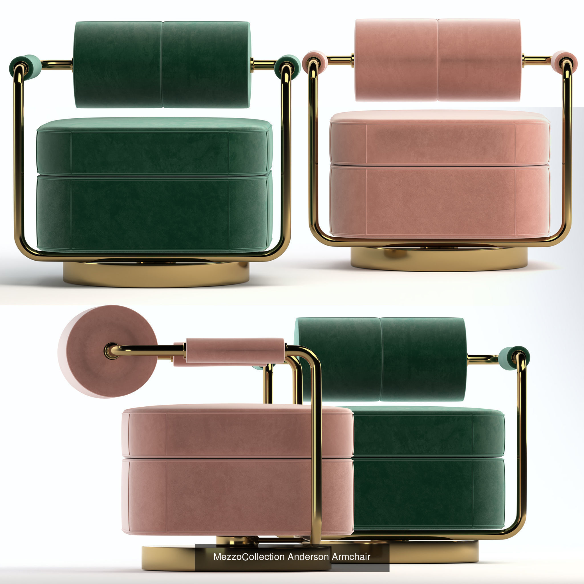 Furniture leather chair with gold accents 3D Model Collection_22