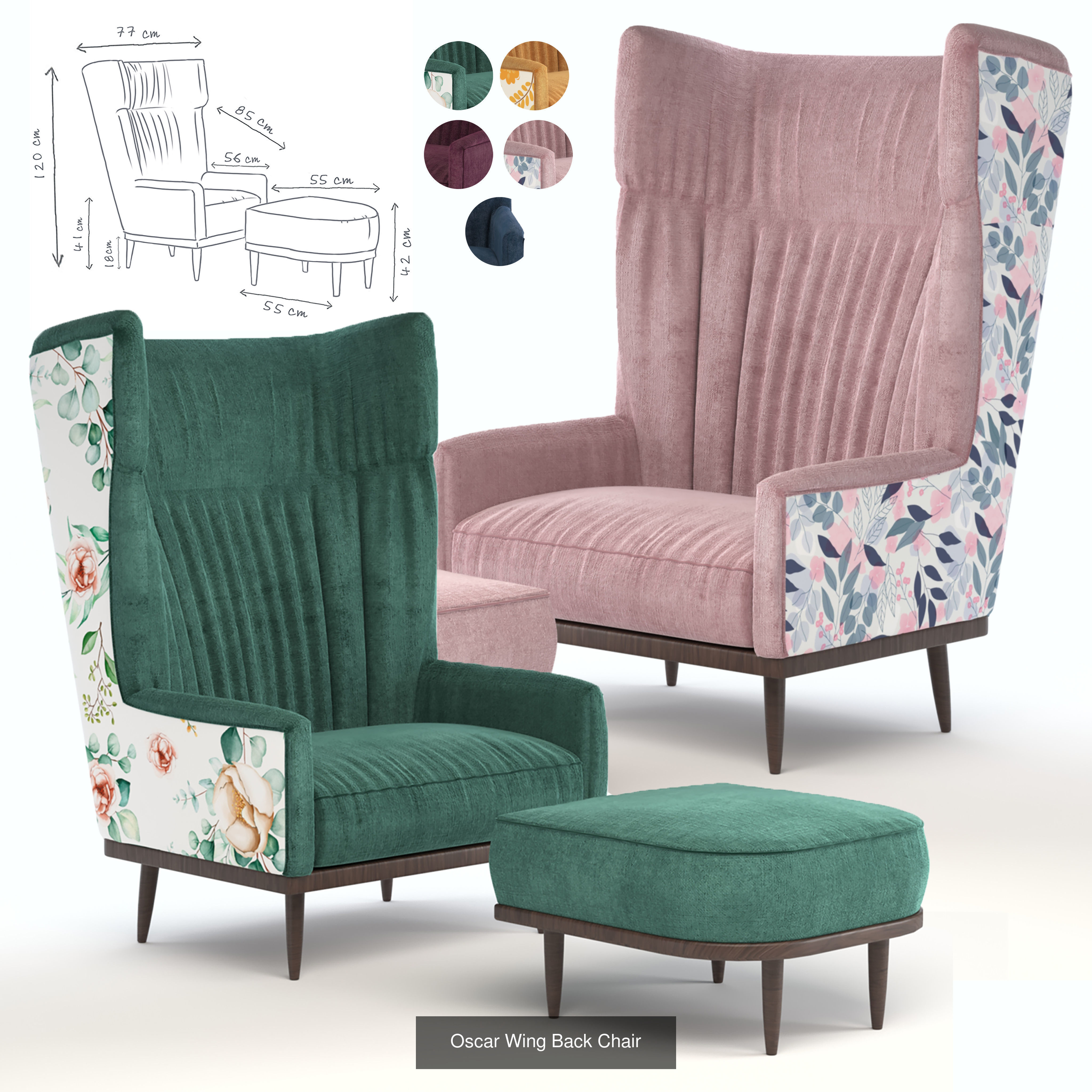 Furniture leather chair with gold accents 3D Model Collection_2