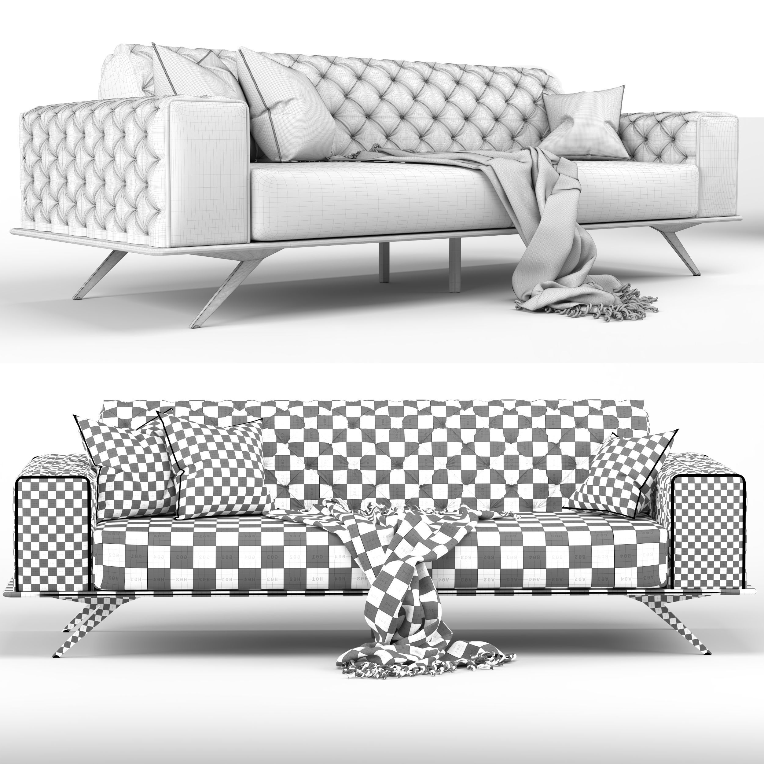 Furniture leather chair with gold accents 3D Model Collection_8