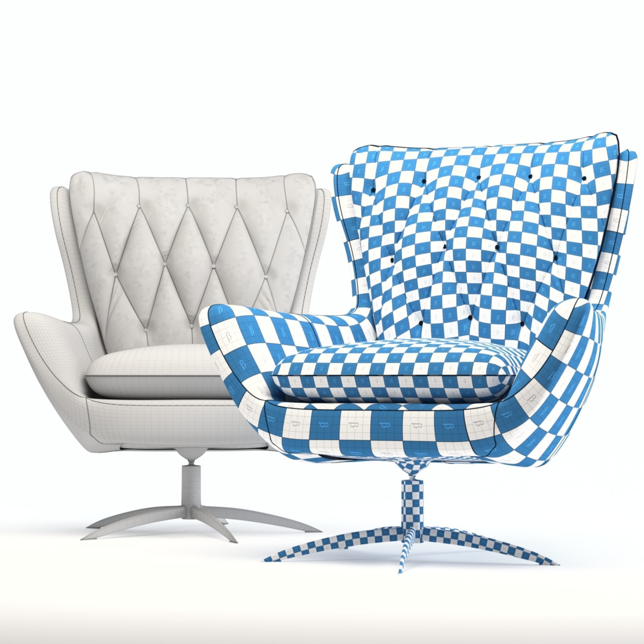 Furniture leather chair with gold accents 3D Model Collection_6