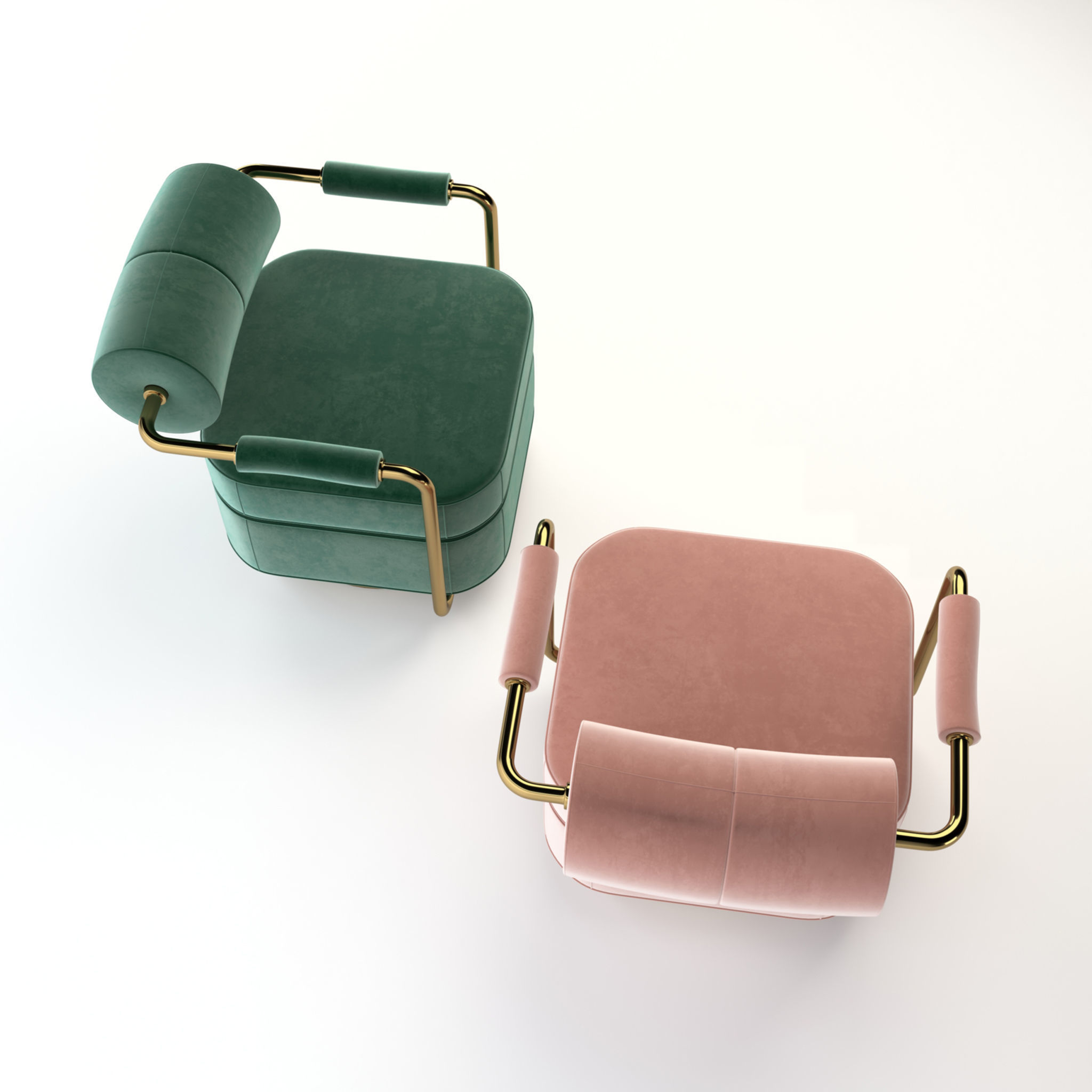 Furniture leather chair with gold accents 3D Model Collection_23