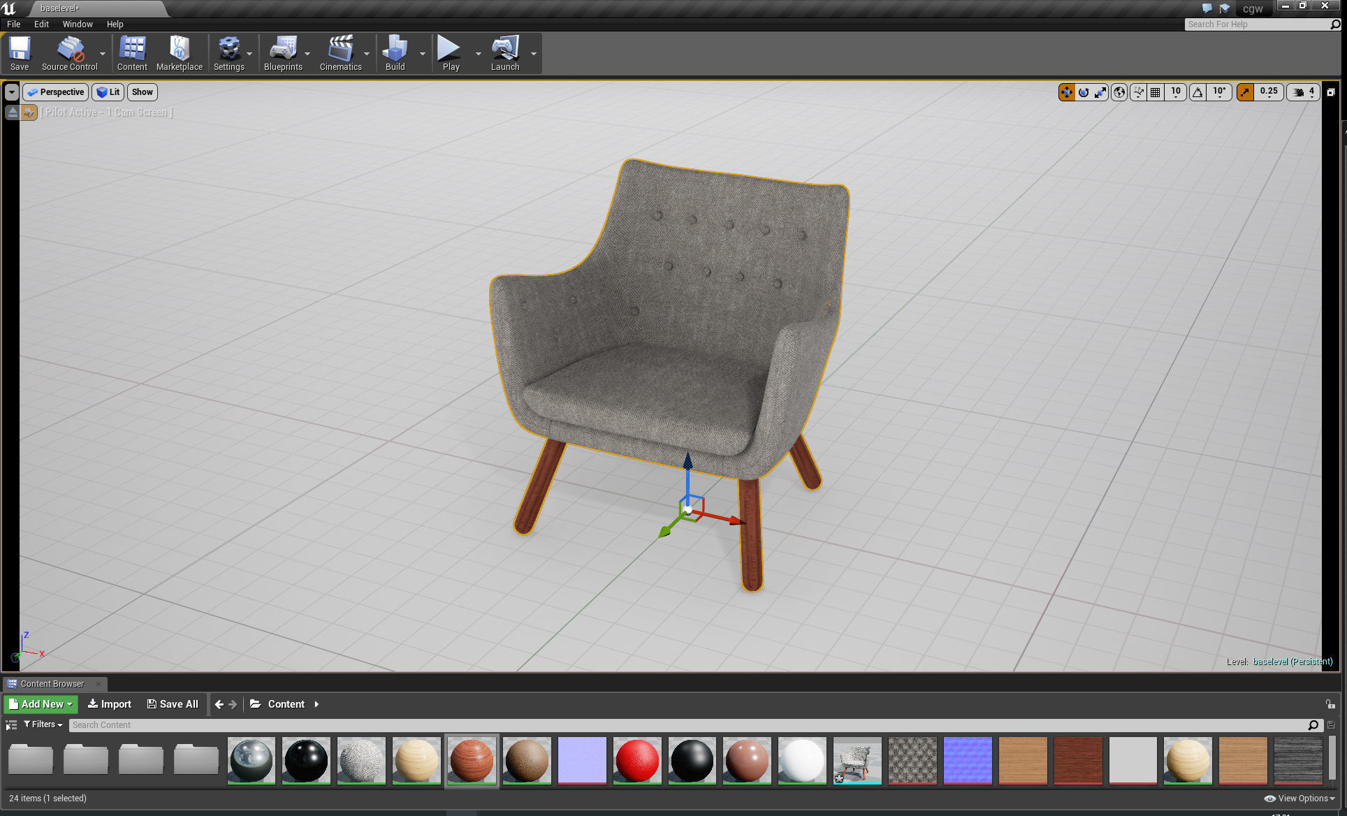 Finn Juhl Poet Chair UE4 Low-poly 3D model_1
