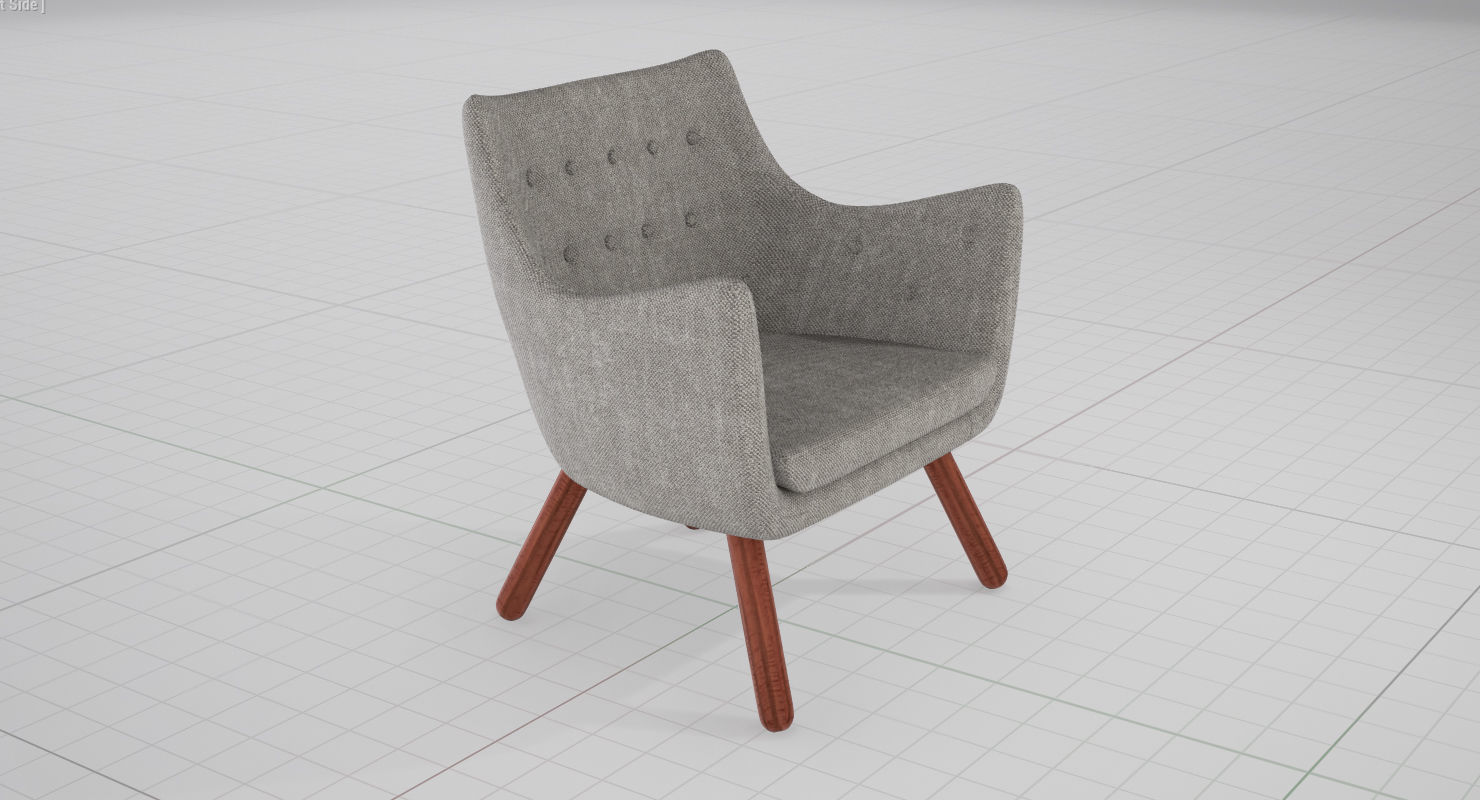 Finn Juhl Poet Chair UE4 Low-poly 3D model_5