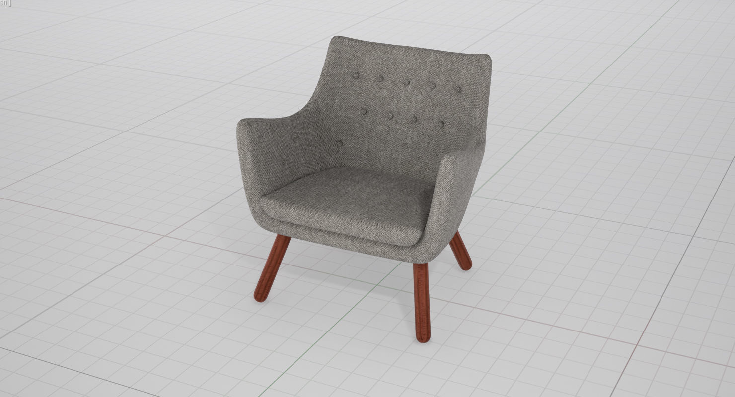 Finn Juhl Poet Chair UE4 Low-poly 3D model_3
