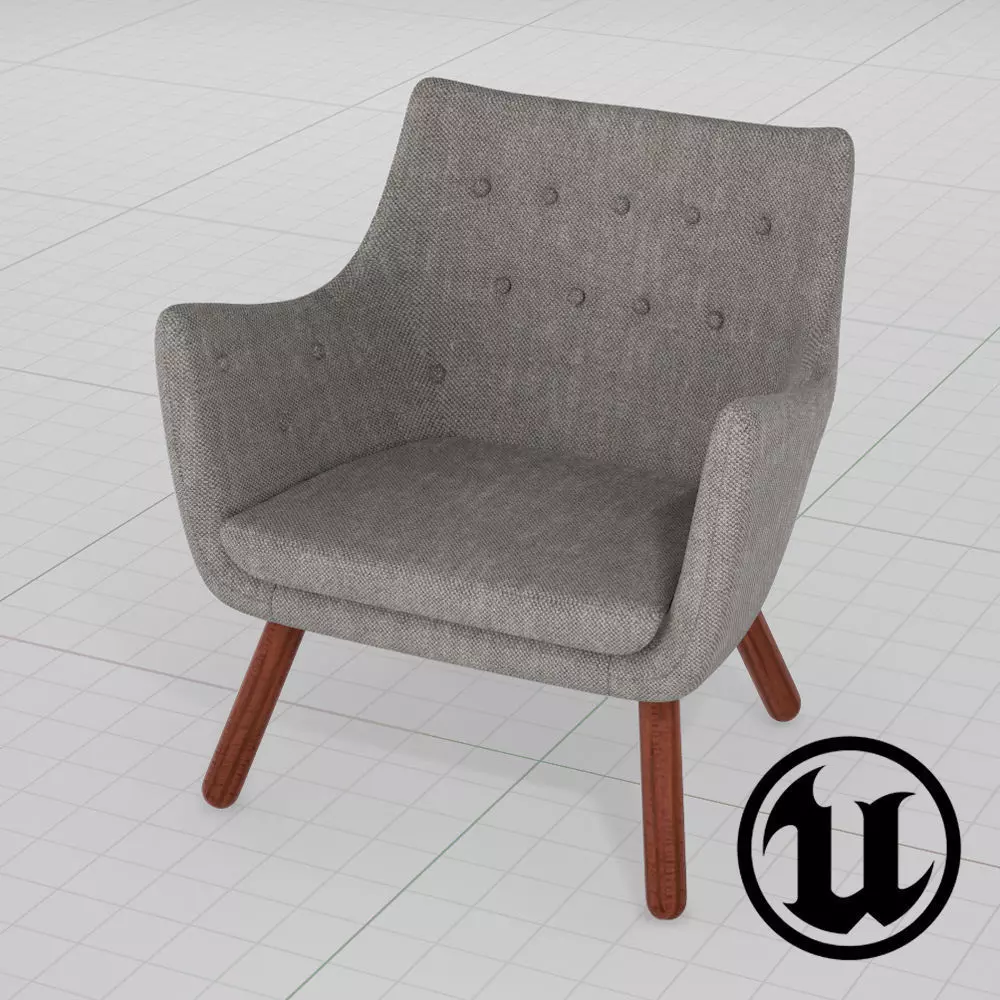 Finn Juhl Poet Chair UE4 Low-poly 3D model_0