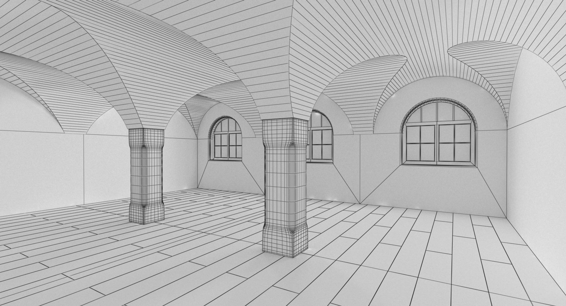 Modern Vaulted Ceiling Interior 3D model_8