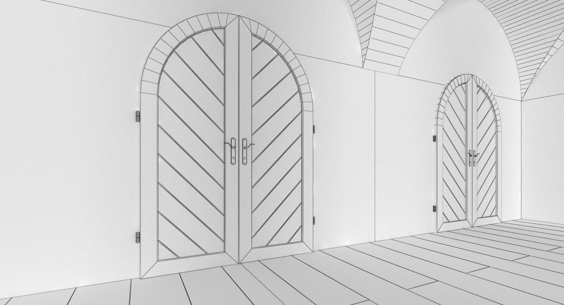 Modern Vaulted Ceiling Interior 3D model_14