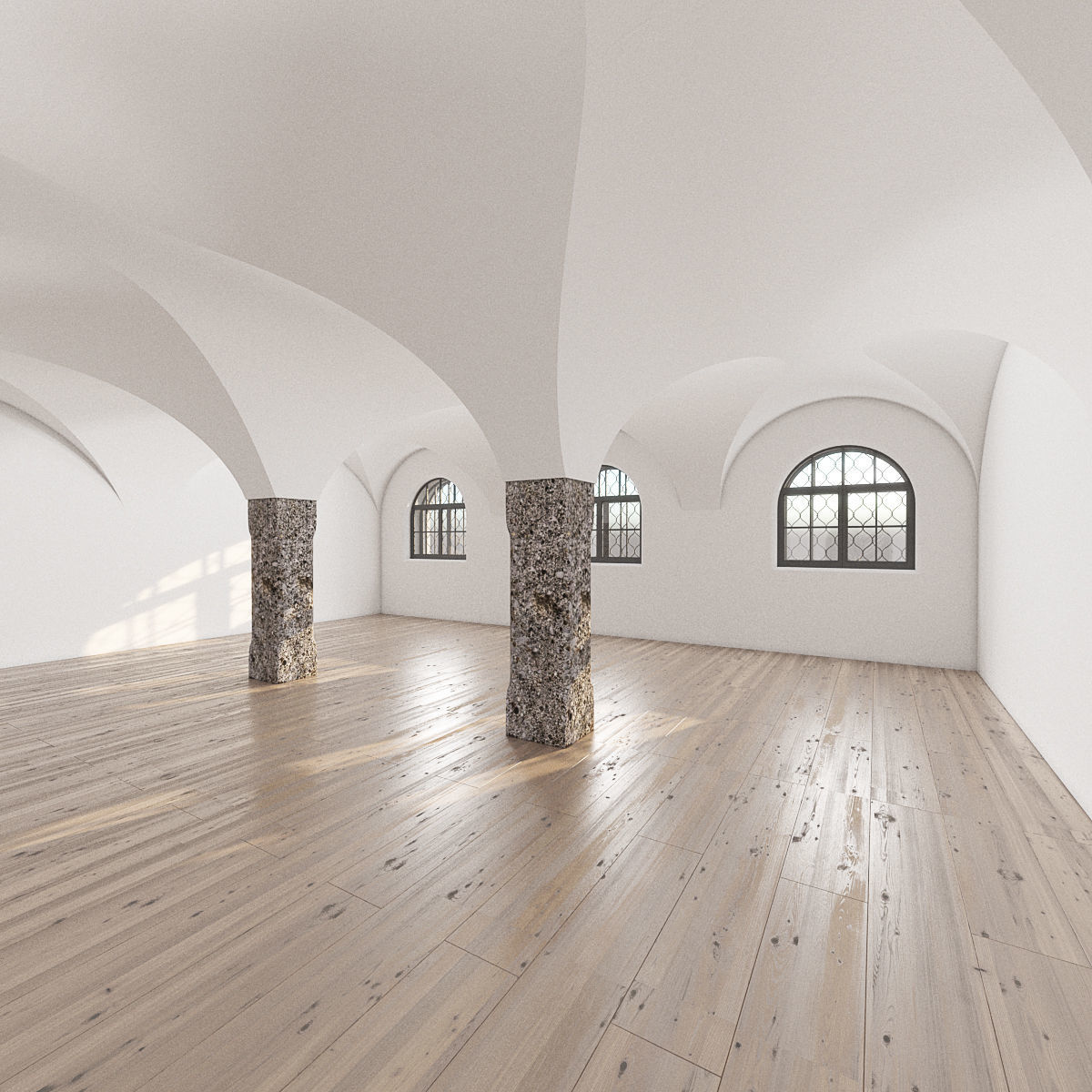 Modern Vaulted Ceiling Interior 3D model_6