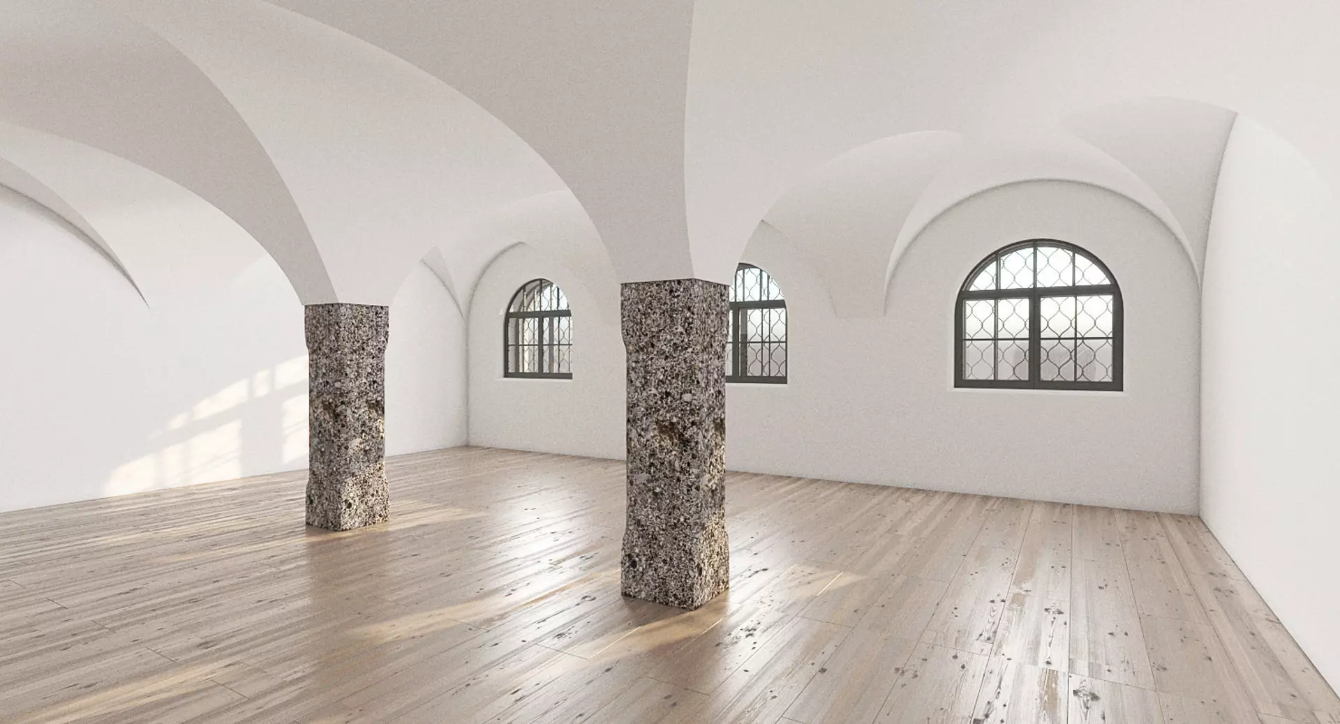 Modern Vaulted Ceiling Interior 3D model_0