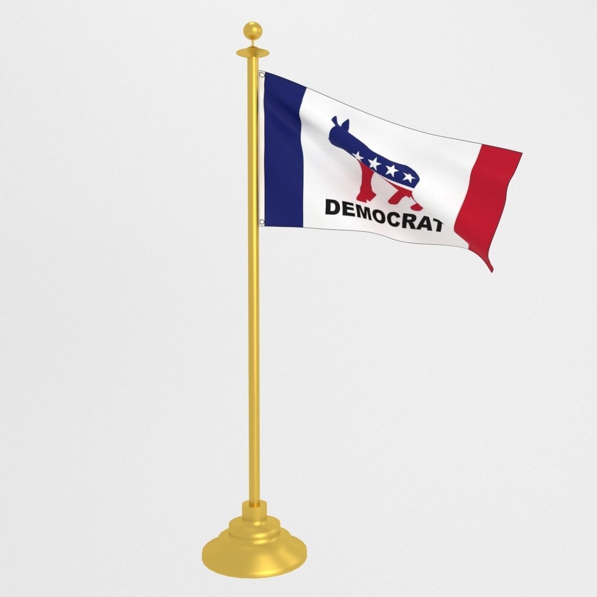 democratic party flag model Low-poly 3D model_6