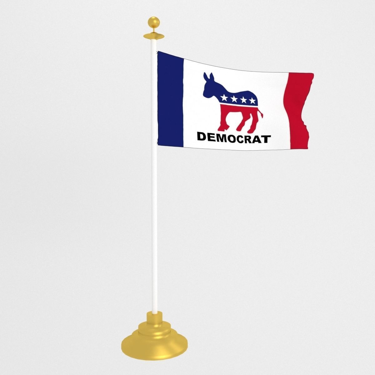 democratic party flag model Low-poly 3D model_3