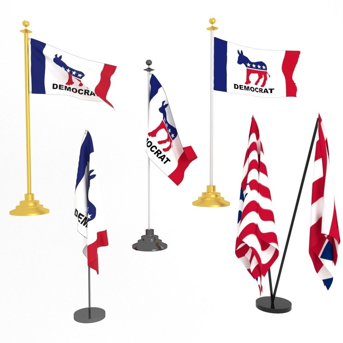 democratic party flag model Low-poly 3D model_5