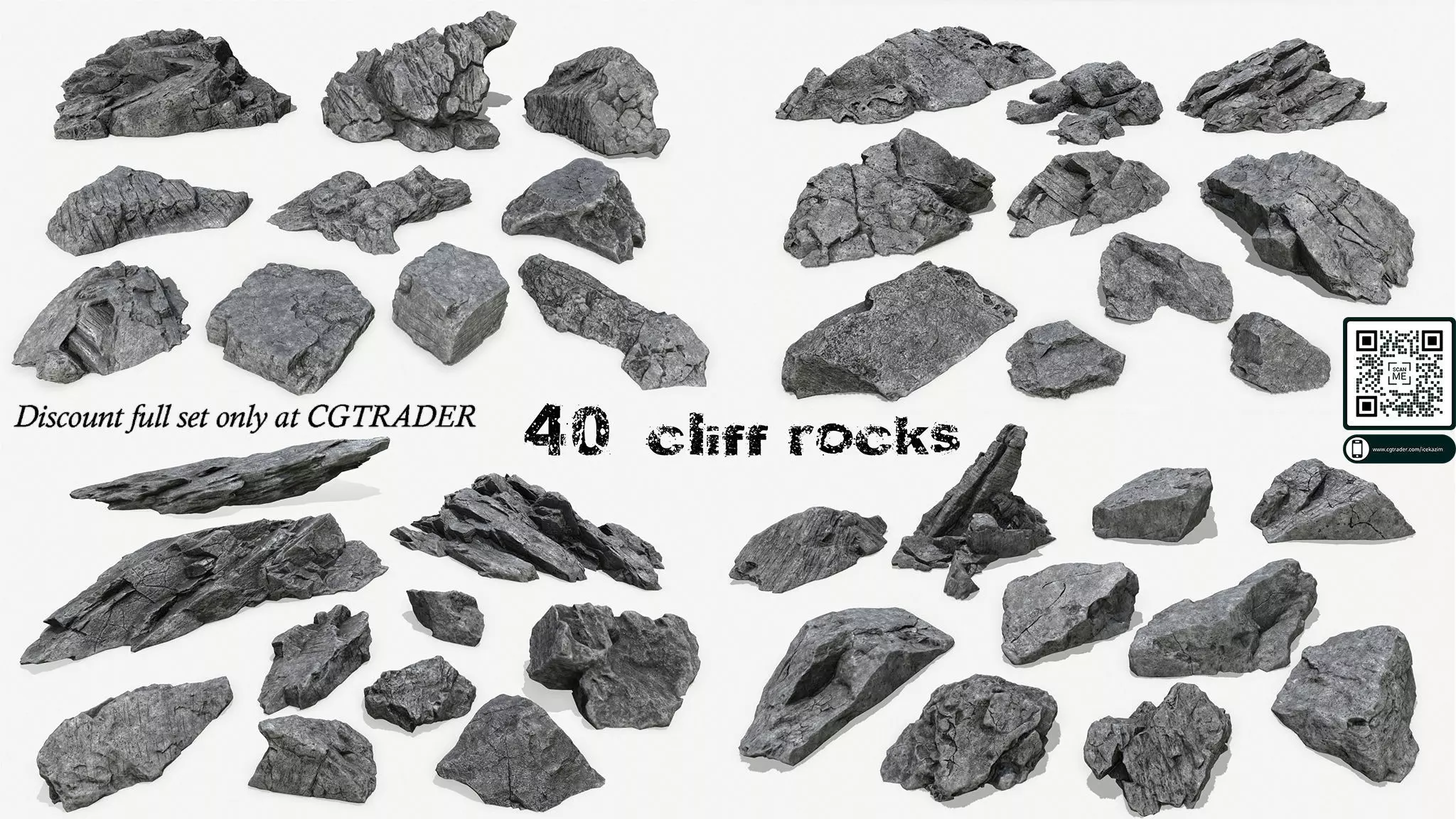 cliff rocks set 3D Model Collection_0