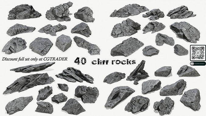 cliff rocks set 3D Model Collection
