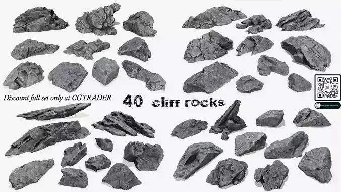 cliff rocks set 3D Model Collection