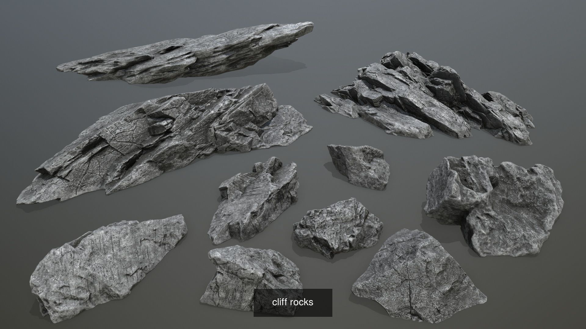 cliff rocks set 3D Model Collection_3