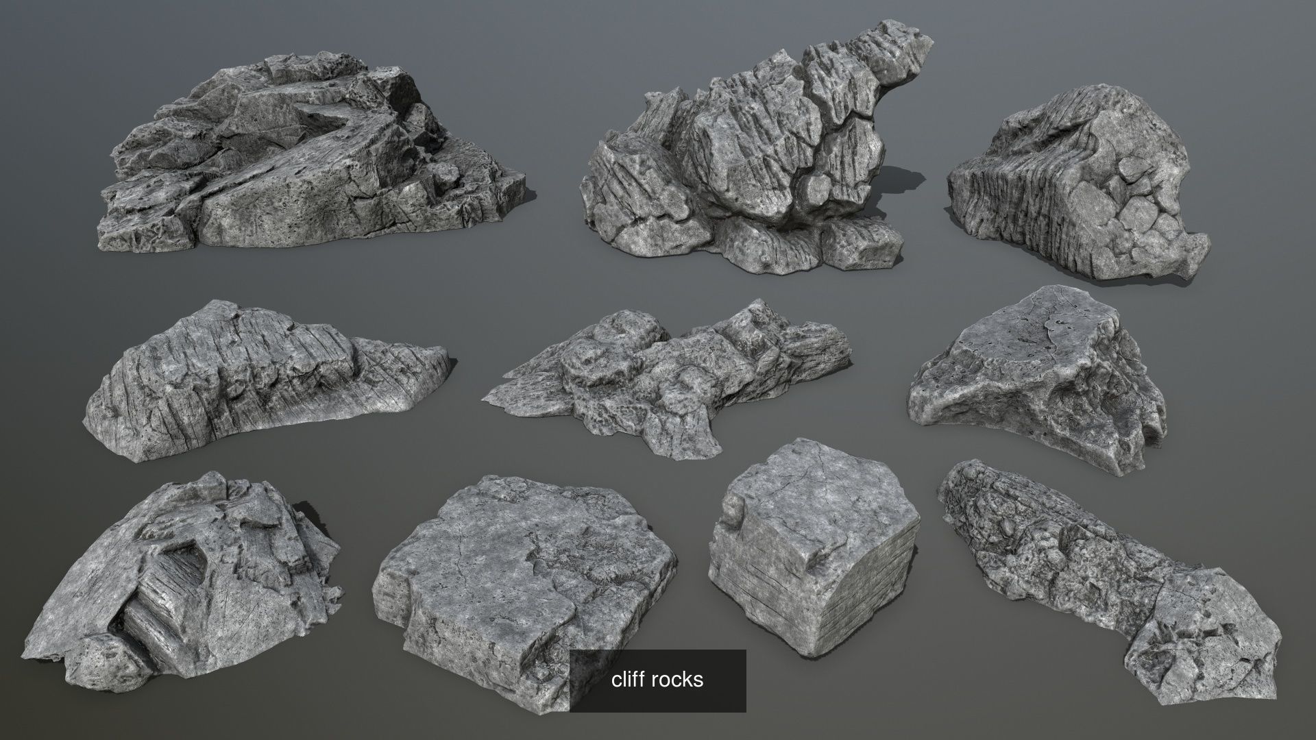 cliff rocks set 3D Model Collection_4