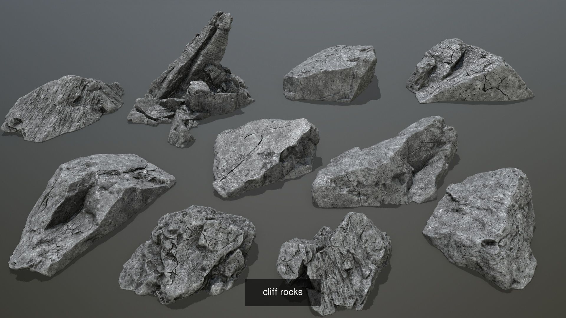cliff rocks set 3D Model Collection_2