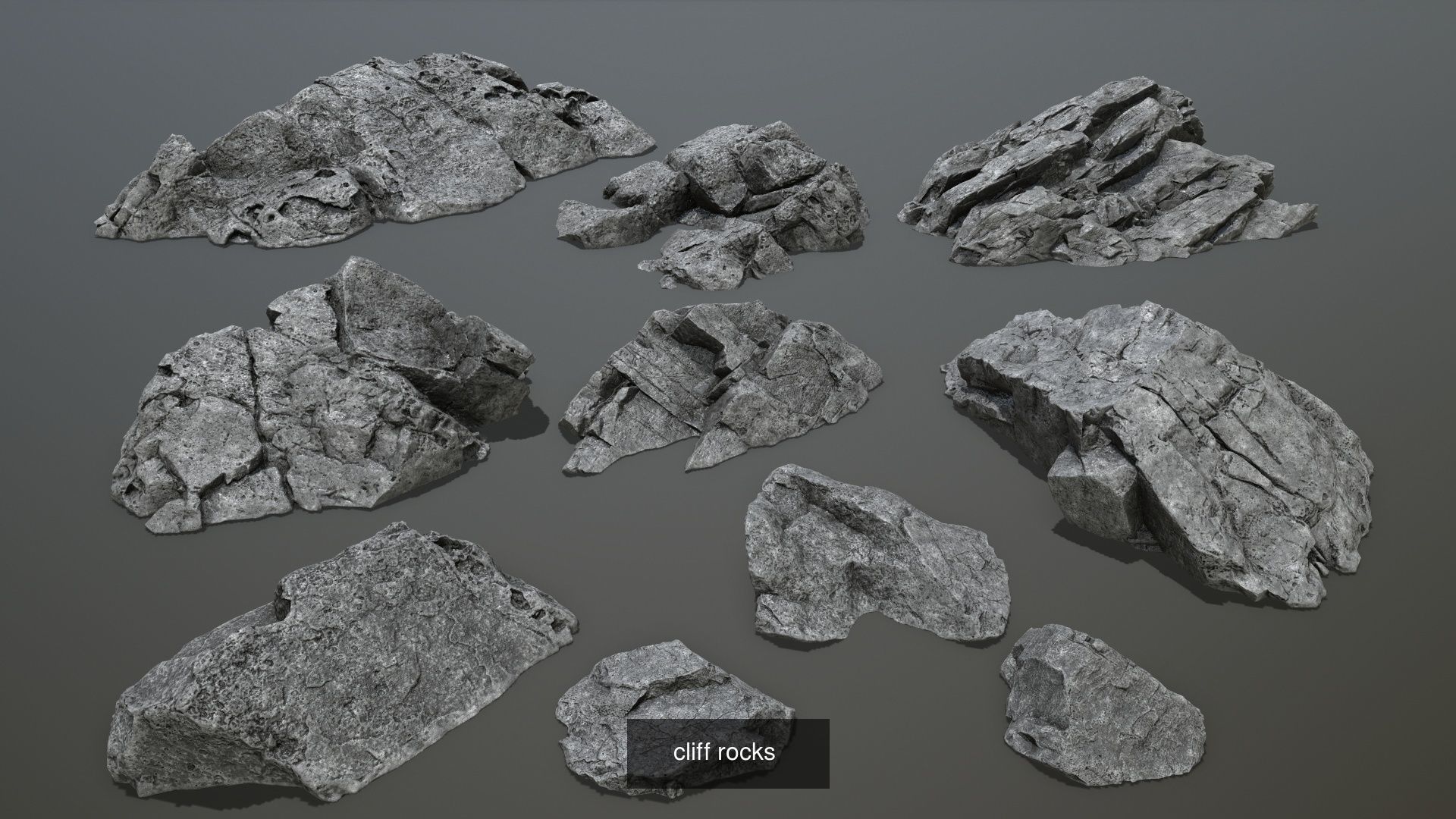 cliff rocks set 3D Model Collection_5