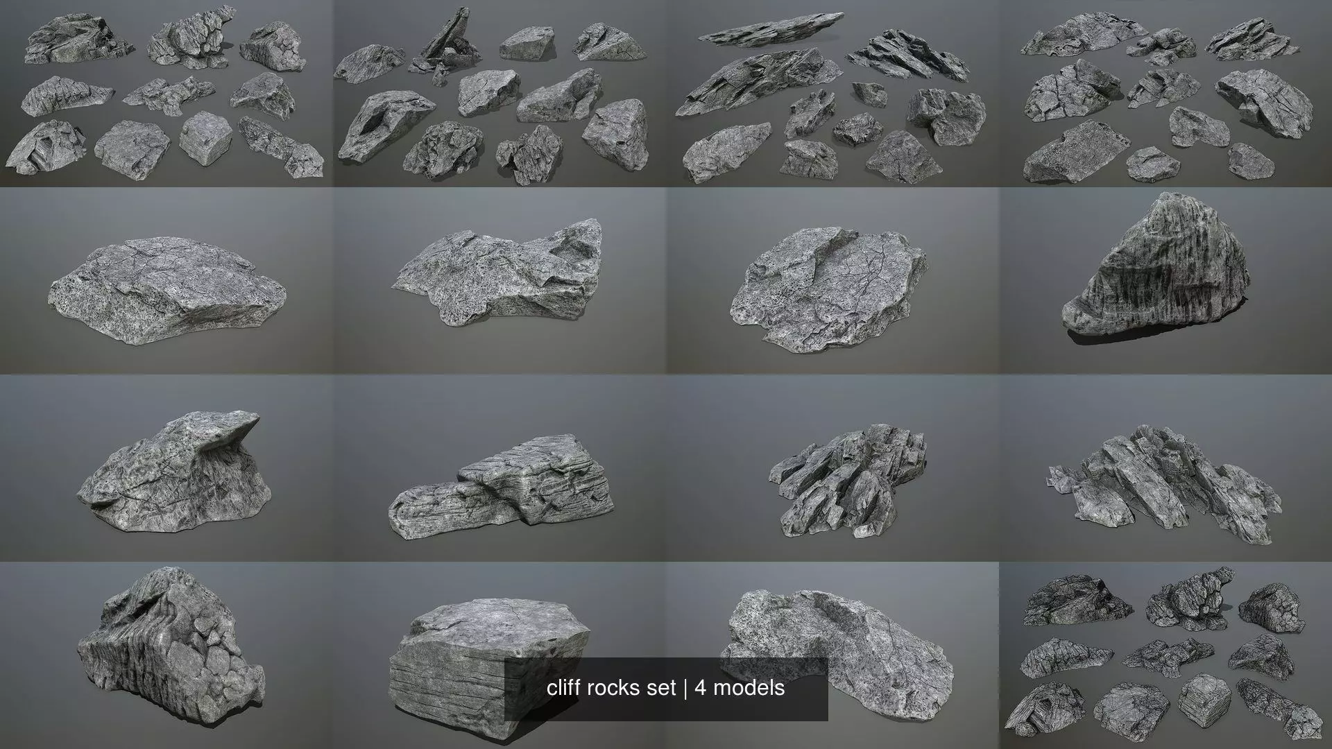 cliff rocks set 3D Model Collection_1