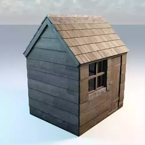 Garden Shed 3D Model - Wooden Hut - Low Poly - Game Ready