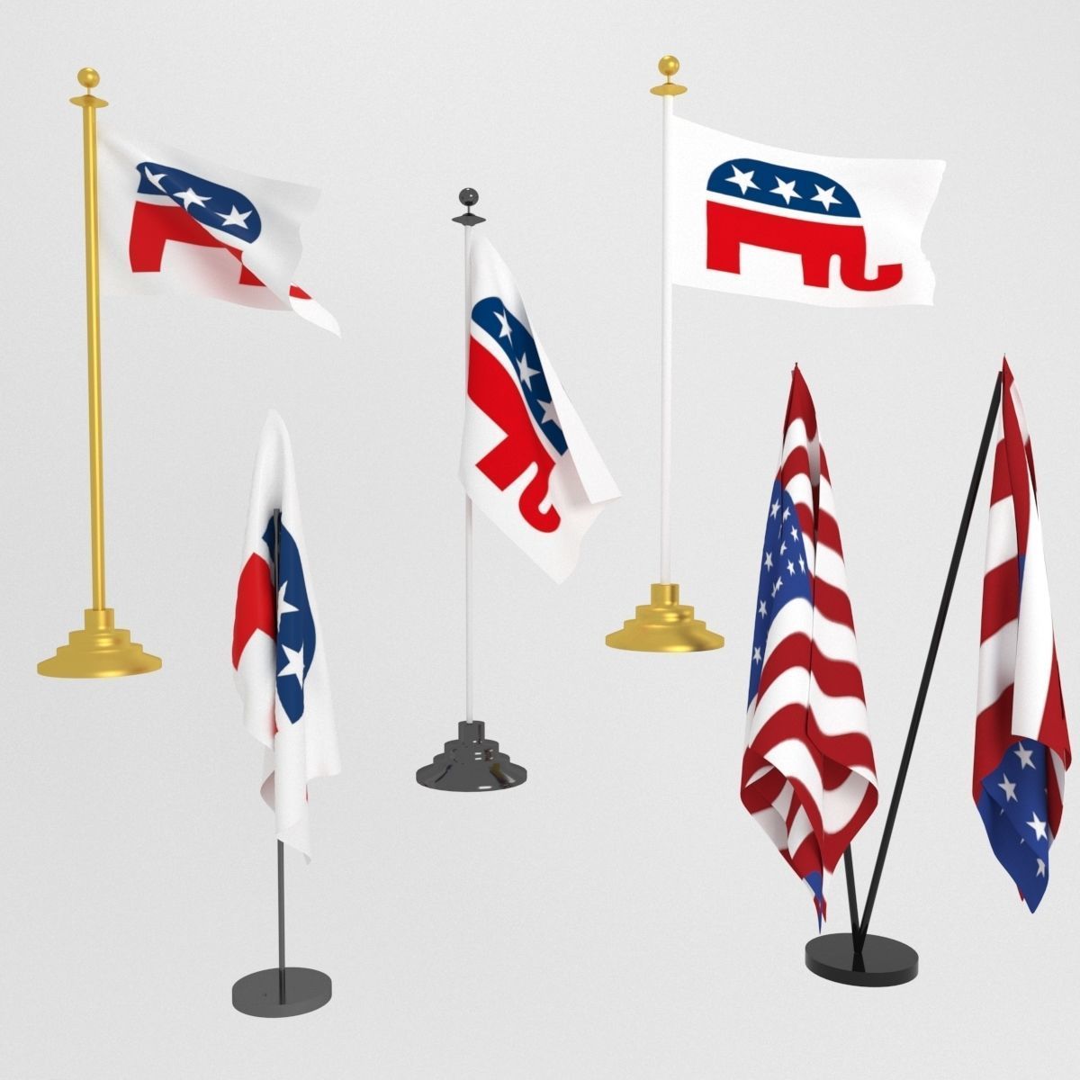 republican party flag model 3D model_2
