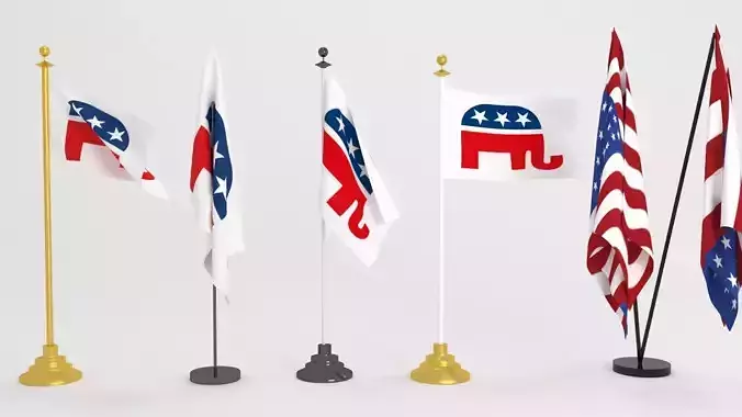 republican party flag model 3D model
