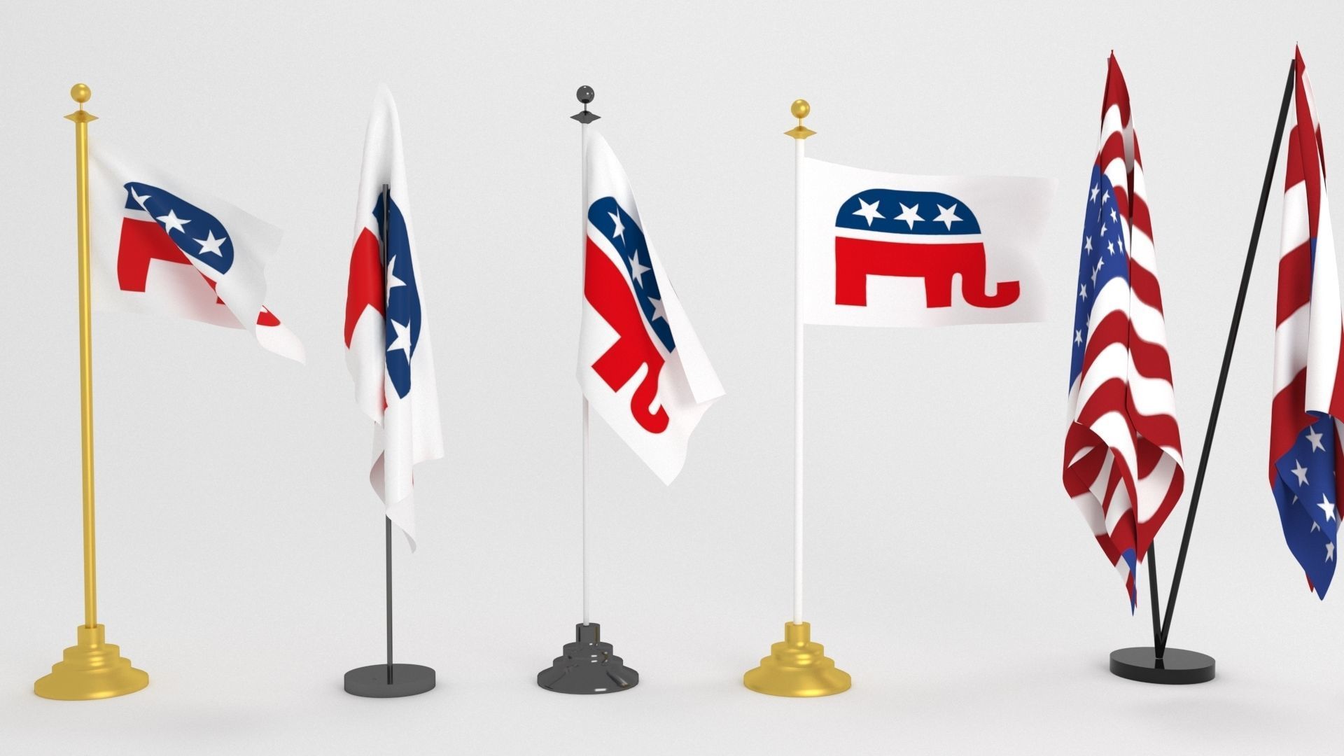 republican party flag model 3D model_1