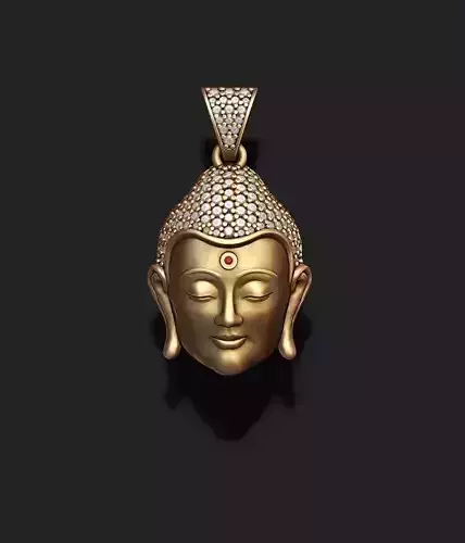 Buddha head with gems pendant 3D print model