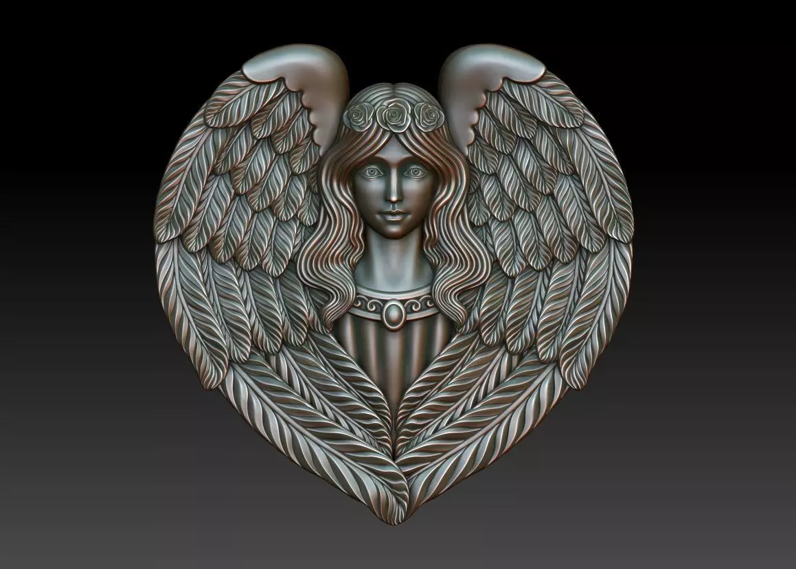 Angel with wings 3D print model_0