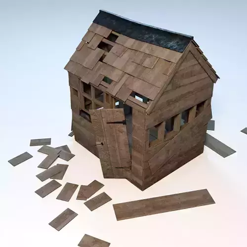 Garden Shed 3D Model - Low-poly - Rustic Wooden Hut - Game Ready